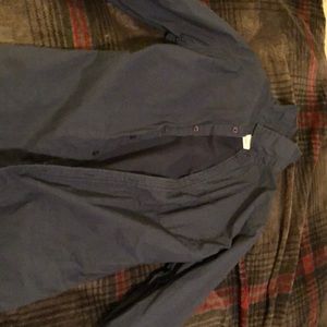 Navy blue and polka dot nice button up shirt